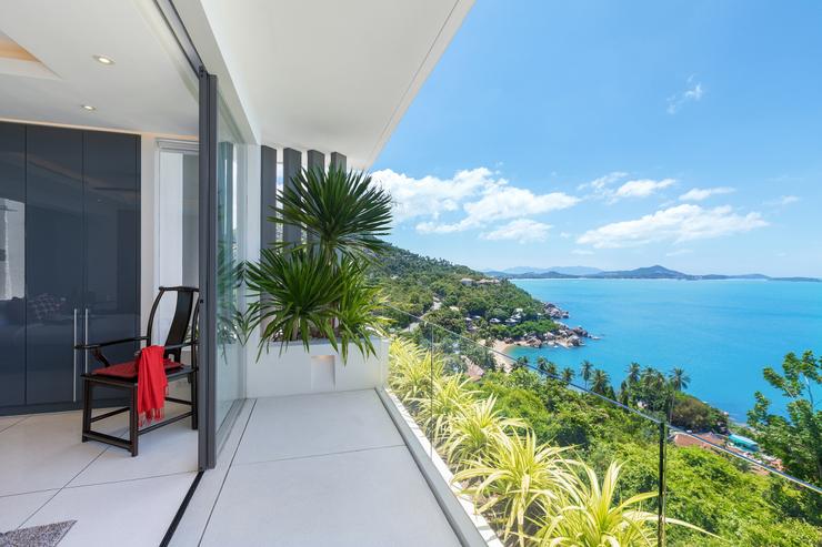 Villa Hanuman - View from the master bedroom on untouched Coral Cove and beyond on Samui's famed Chaweng Beach