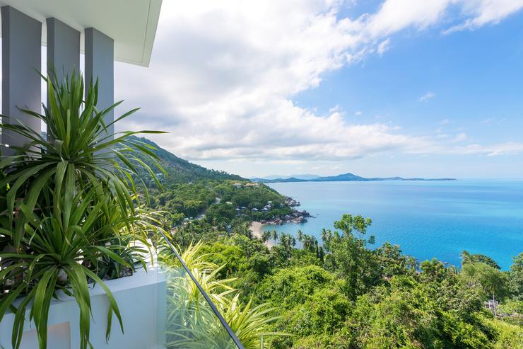 Villa Veana - View fromthe master bedroom on untouched Coral Cove and beyond on Samui's famed Chaweng Beach